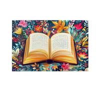 Liorosa Puzzle da 1000 pezzi per adulti giardino della saggezza, libro e fiori dai colori vivaci, design unico e bello, regalo per gli amanti dei libri, montaggio pratico della tua decorazione da