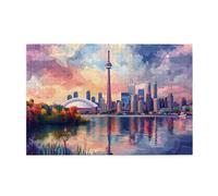 Liorosa Puzzle da 1000 pezzi per adulti Golden Hour paesaggio urbano con fiume simile a specchio, edifici e calde tonalità del tramonto, ogni pezzo è unico, adatto per la ricreazione familiare e la