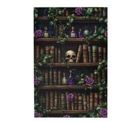 Liorosa Puzzle da 1000 pezzi per adulti - Libreria incantata con teschio e rose, puzzle in legno gotico, sfida decorativa accademica oscura, dimentica i problemi della vita, opera d'arte unica per