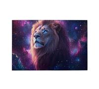 Liorosa Puzzle da 1000 pezzi per adulti: maestoso leone nel cielo stellato, puzzle in legno arte animale galassia, impegnativo gioco cerebrale a tema cosmico, goditi il processo di risoluzione dei
