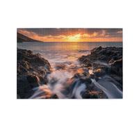Liorosa Puzzle da 1000 pezzi per adulti - paesaggio marino tramonto dorato, formazioni rocciose spettacolari e onde oceaniche setose, decorazione da parete, ideale per rilassarsi ed esporre per gli
