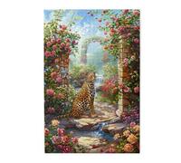Liorosa Puzzle da 1000 pezzi per adulti - Sentinella floreale, leopardo in arco di pietra da giardino, design unico e bello, rilassati e goditi il divertimento di risolvere puzzle, regalo per gli