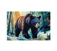Liorosa Puzzle da 1000 pezzi per adulti vagabondo foreste geometriche, orso divertente in bosco astratto, pezzi si adattano perfettamente, design vivace, goditi il processo di risoluzione del puzzle