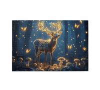 Liorosa Puzzle da 1000 pezzi - Scena mistica delle foreste con cervi luminosi e farfalle, paesaggio notturno da sogno per adulti, design unico e bello, meravigliosa immaginazione