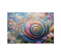 Liorosa Puzzle da 1000 pezzi vibrante lumaca arcobaleno in giardino incantato, bolle stravaganti e fantasia floreale, puzzle artistico in legno di alta qualità per adulti, adatto per il tempo libero e