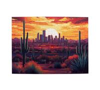 Liorosa Puzzle da 500 pezzi al tramonto nella città occidentale per adulti, il crepuscolo rosso brillante brilla sulla città, pezzi si adattano perfettamente, adatto per feste e ricreazioni in
