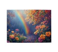 Liorosa Puzzle da 500 pezzi, arcobaleno dopo la pioggia, fiori vivaci sotto l'arco colorato nelle foreste incantate, alleviare lo stress, alleviare il piacere, esercitare abilità pratiche e pensiero