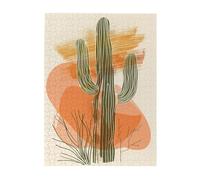 Liorosa Puzzle da 500 pezzi di cactus a tre colonne dipinto a mano, design vivace e unico, ogni pezzo è unico, ideale per il relax e il divertimento in famiglia, regalo per gli amanti dei cactus