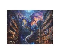 Liorosa Puzzle da 500 pezzi - Guardiano della biblioteca incantata, drago maestoso che vola attraverso antiche pile di libri, sfida cerebrale, ideale per serate di gioco, design unico e bello