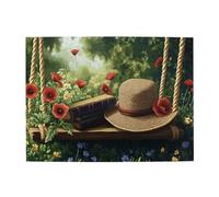 Liorosa Puzzle da 500 pezzi per adulti, angolo di lettura in campagna, libri aperti e cappello da sole in mezzo a fiori selvatici, ogni pezzo è unico, piacere sia per il corpo che per la mente, regalo