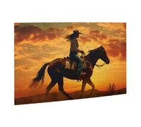 Liorosa Puzzle da 500 pezzi per adulti - cowboy solitario a cavallo nel tramonto dorato, scena serena della prateria, design vivace e unico, profondo relax per te, divertente opera d'arte per adulti