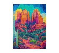 Liorosa Puzzle da 500 pezzi per adulti Desert Majesty - Formazioni di roccia rossa torreggiante con bagliore dorato al tramonto, arte paesaggistica in legno di alta qualità, sfida cerebrale, ideale