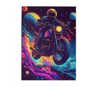 Liorosa Puzzle da 500 pezzi per adulti illuminato astronauta viaggio in moto attraverso pianeti e nebulose. Stress - Allevia il divertimento e una festa per gli occhi, ideale per gli amanti dell'arte