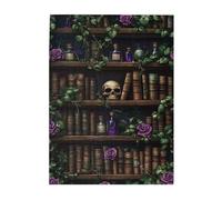 Liorosa Puzzle da 500 pezzi per adulti - Libreria incantata con teschio e rose, puzzle in legno gotico, sfida decorativa accademica oscura, dimentica i problemi della vita, opera d'arte unica per