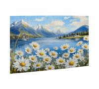 Liorosa Puzzle da 500 pezzi per adulti paesaggio acquatico floreale - Capolavoro con petali che rispecchiano la vista sul lago, ogni pezzo è unico, allevia lo stress, allevia lo stress, esercita
