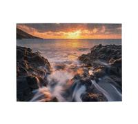 Liorosa Puzzle da 500 pezzi per adulti - paesaggio marino tramonto dorato, formazioni rocciose spettacolari e onde oceaniche setose, decorazione da parete, ideale per rilassarsi ed esporre per gli