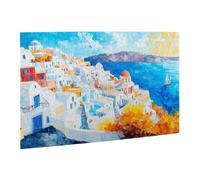 Liorosa Puzzle da 500 pezzi per adulti - sogno mediterraneo, case imbiancate a calce con cupole blu che si affacciano sul mare azzurro, puzzle in legno costiero di alta qualità, ideale per relax e