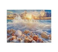 Liorosa Puzzle da 500 pezzi per adulti Sunrise conchiglie vista spiaggia, sfida cerebrale, esercizio pratico e pazienza di pensiero, puzzle adatti per intrattenere con la famiglia durante le vacanze