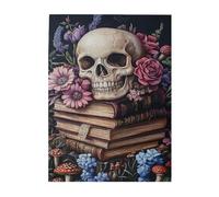 Liorosa Puzzle da 500 pezzi per adulti - Teschio su libri antichi con fiori, puzzle gotici in legno con natura morta artistica, meravigliosa immaginazione, opera d'arte unica per adulti, regalo per