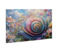 Liorosa Puzzle da 500 pezzi vibrante lumaca arcobaleno in giardino incantato, bolle stravaganti e fantasia floreale, puzzle artistico in legno di alta qualità per adulti, adatto per il tempo libero e
