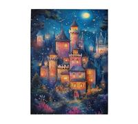 Liorosa Puzzle da favola al chiaro di luna per adulti, 500 pezzi, castello incantato sotto il cielo stellato, estetica dai colori tenui stravaganti puzzle in legno, esercitare abilità pratiche e