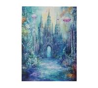 Liorosa Puzzle del Regno delle acque profonde per adulti, 500 pezzi, castello sommerso ornato con meduse rosse chiare galleggianti, estetica classica vintage, hobby esplorativi e sfide