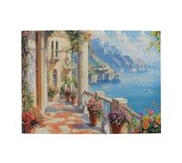 Liorosa Puzzle della costa della scogliera per adulti, 500 pezzi, vivace paesaggio mediterraneo, design estetico vintage, adatto per la famiglia e la decorazione della parete della casa, brainstorming