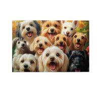 Liorosa Puzzle di carnevale canino per adulti 1000 pezzi, cani giocosi sorridenti insieme in giardino soleggiato, vibrante e unico, divertiti a risolvere puzzle con la famiglia e gli amici