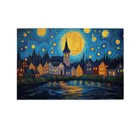 Liorosa Puzzle di città del cielo stellato per adulti 1000 pezzi, illustrazione di arte astratta puzzle in legno, rilassati, esercitare abilità pratiche e pensiero, regalo per amici