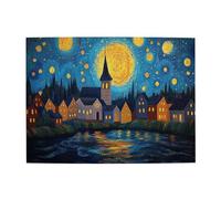 Liorosa Puzzle di città del cielo stellato per adulti 500 pezzi, illustrazione artistica astratta puzzle in legno, rilassati, esercitare abilità pratiche e pensiero, regalo per amici