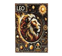 Liorosa Puzzle di leone regale nel cielo notturno stellato per adulti 1000 pezzi, puzzle in legno zodiacale ad alta difficoltà, decorazione unica per gli amanti dell'astrologia, adatto per serate di