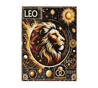 Liorosa Puzzle di leone regale nel cielo stellato per adulti 500 pezzi, puzzle in legno zodiacale ad alta difficoltà, decorazione unica per gli amanti dell'astrologia, adatto per serate di gioco per