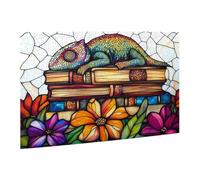 Liorosa Puzzle di lucertola di Bibliophile per adulti 500 pezzi, camaleonte con corpo a mosaico e libro antico, capolavoro fantasy in legno, ogni pezzo è unico, goditi il processo di risoluzione del