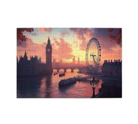 Liorosa Puzzle di paesaggio di Londra per adulti 1000 pezzi, una vibrante città del tramonto, hobby e sfide esplorative, rilassamento profondo per te stesso, goditi il processo di risoluzione dei