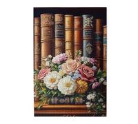 Liorosa Puzzle di petali e pagine per adulti, 1000 pezzi, fiore delicato incastonato tra i libri antichi, estetica dai colori morbidi, completo di famiglia e amici, esercitare abilità pratiche e