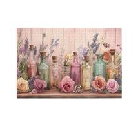 Liorosa Puzzle di poesia in bottiglia per adulti 1000 pezzi, fiori in bottiglia vintage, puzzle romantico in legno, goditi il processo di risoluzione del puzzle, esercitare abilità pratiche e pensare