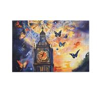 Liorosa Puzzle Fantasy Clock Tower per adulti 1000 pezzi, numeri romani neri e compagni alati svolazzanti. Divertiti a risolvere puzzle con familiari e amici, design unico e bello