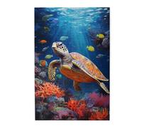 Liorosa Puzzle guardiano della barriera corallina per adulti 1000 pezzi, maestosa tartaruga marina pattuglia del regno sottomarino color arcobaleno, goditi il processo di risoluzione del puzzle