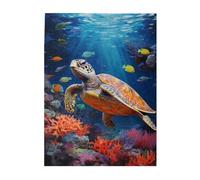 Liorosa Puzzle guardiano della barriera corallina per adulti 500 pezzi, maestosa tartaruga marina pattuglia del regno sottomarino color arcobaleno, goditi il processo di risoluzione del puzzle, regalo