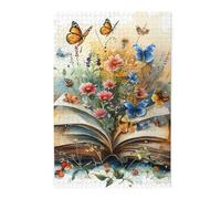 Liorosa Puzzle in legno da 1000 pezzi di fiori letterari per adulti, libro retrò che si trasforma in paradiso floreale, puzzle da collezione, adatto per ricreazione familiare, alleviare lo stress