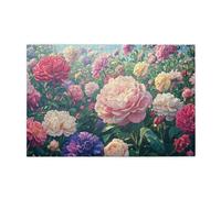 Liorosa Puzzle in legno da 1000 pezzi di sinfonia floreale pastello per adulti, puzzle dettagliato in legno con fiori sovrapposti e sfondo cielo azzurro, alleviare lo stress, dimenticare i problemi