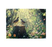 Liorosa Puzzle in legno da 500 pezzi, amici delle foreste, simpatici uccelli appollaiati sulla corteccia con luce solare che filtra attraverso le foglie, sfida a te stesso, rilassati e goditi il