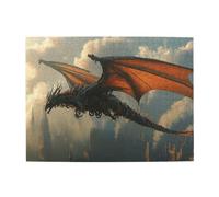 Liorosa Puzzle in legno da 500 pezzi, scena fantasy steampunk, drago punk, dominante skyline gotico della città al tramonto, design unico e bello, attività creative hobby per adulti