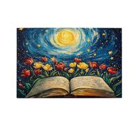 Liorosa puzzle manoscritti stellati per adulti 1000 pezzi, libro antico incandescente sotto cosmico con fiore, arte fantasy in legno di alta qualità, vibrante e unico, rilassati e goditi il
