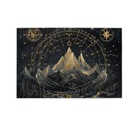 Liorosa Puzzle per adulti, 1000 pezzi, catena montuosa mistica sotto il cielo cosmico, costellazione dorata e mappa stellare, puzzle celeste impegnativo per adulti, splendida opera d'arte