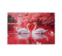Liorosa puzzle per adulti 1000 pezzi cigno amore, due cigni bianchi che formano la forma di cuore sul lago cremisi con fiori di ciliegio, estetica di colore morbido, rilassati, goditi il processo di