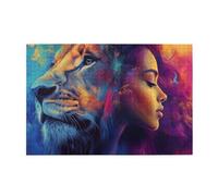 Liorosa Puzzle per adulti 1000 pezzi donna mistica e leone, meravigliosa immaginazione, hobby e sfide esplorative, design unico e bello, attività creativa hobby per adulti
