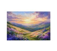 Liorosa Puzzle per adulti 1000 pezzi giardino di fiori di campo di montagna, bellissimo paesaggio dell'alba, puzzle in legno dai colori vivaci, ideale per il relax e l'esposizione per gli appassionati