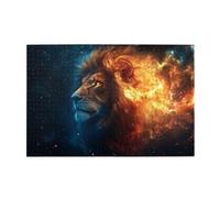 Liorosa Puzzle per adulti 1000 pezzi leone infernale cosmico, leone maestoso con criniera ardente in nebulosa, arte celeste fantasy in legno di alta qualità, design vivace e unico, opere d'arte