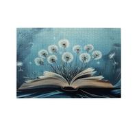 Liorosa puzzle per adulti 1000 pezzi libro dei desideri, libro con dente di leone galleggiante nel cielo acquerello, fantasia letteraria in legno, ideale per relax e divertimento in famiglia, regalo